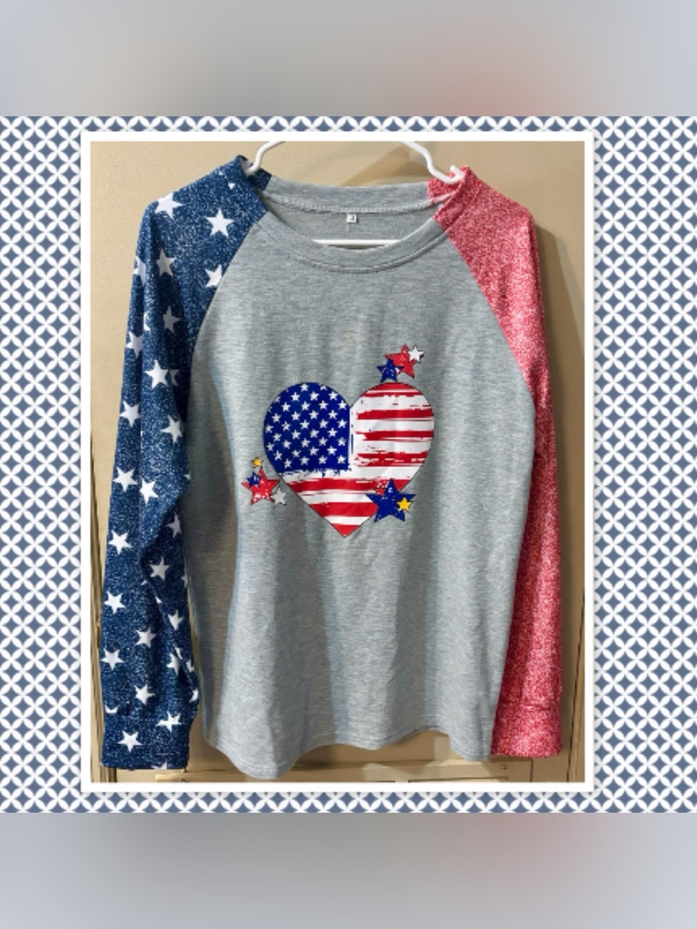 Womens America Flag 4th of July Patriotic Shirt ~ Size Medium
